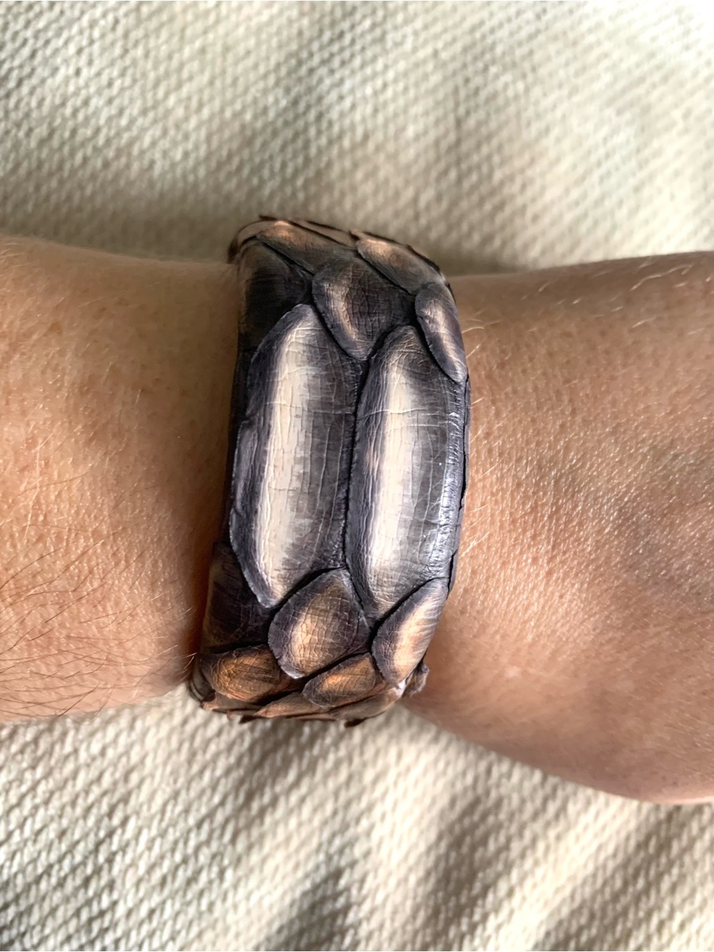 Handmade in the USA Multicolor Textured Ombre Snake Skin 1” Cuff Bracelet Exotic